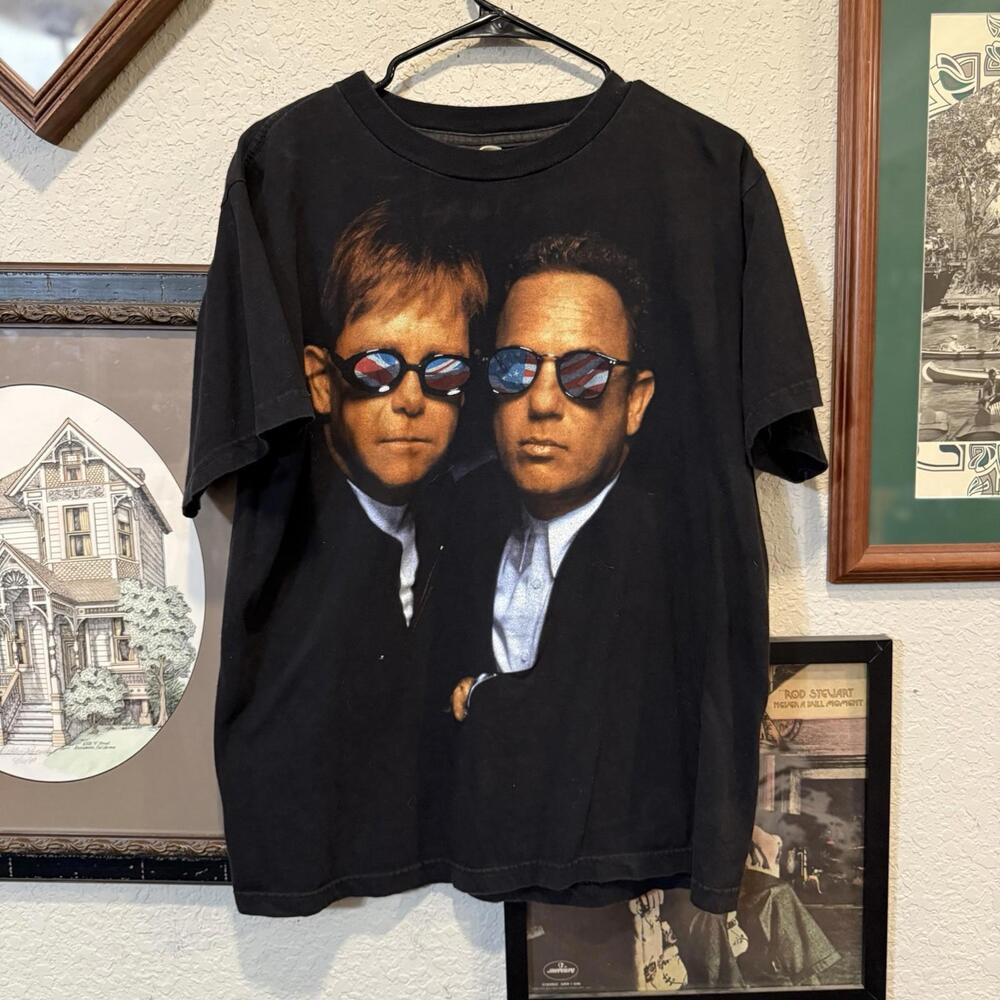 Vintage 90s RARE Elton John/Billy Joel Spring Of 1995 Tour Shirt Size Mens Large